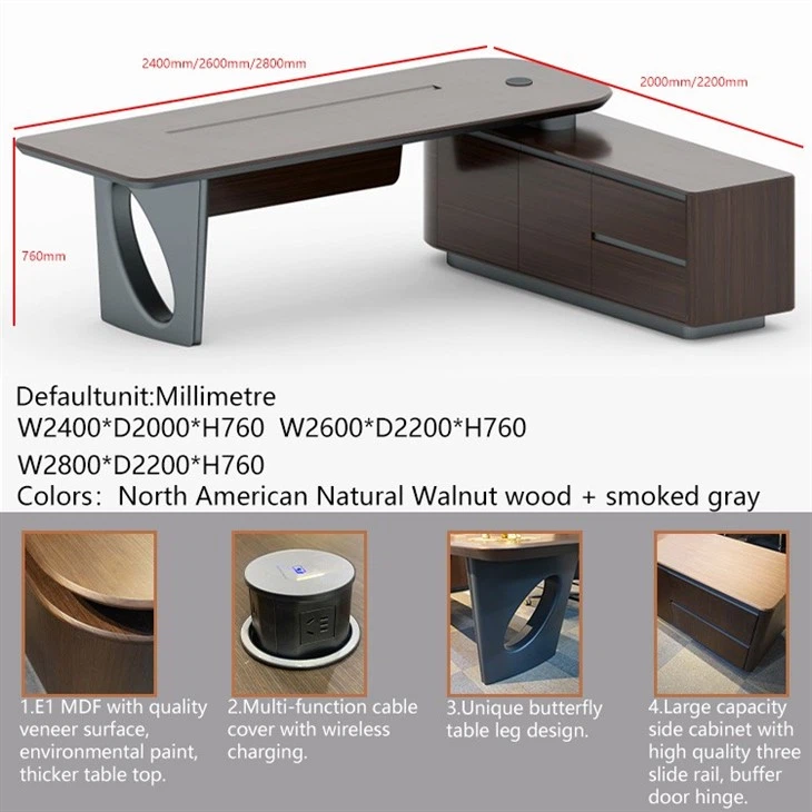 Modern Wood Boss CEO Executive Desk