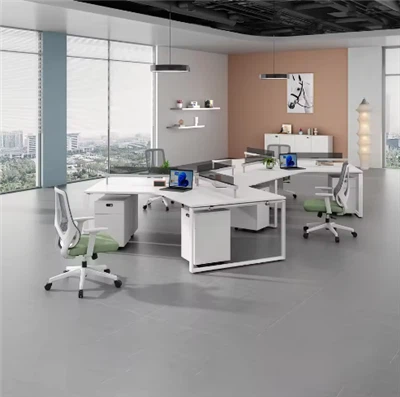 Stylish Wooden 3-Person Office Staff Desk